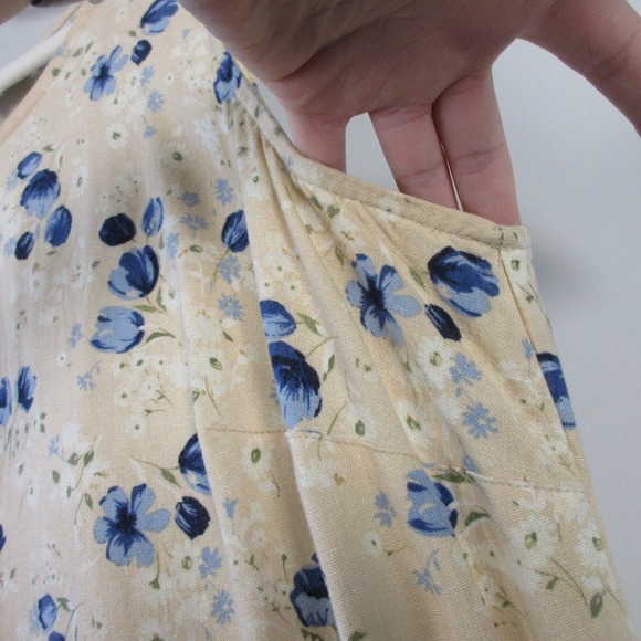 Dressbarn Woman Maxi Dress 18 W Beige Linen VTG Floral Sleeveless Casual 418 - Picture 6 of 13